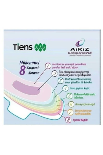 TİENS Airiz Hijyenik Kadın Pedi 4 Paket 10 Lu Gündüz - Resim 4