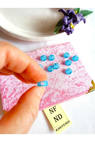 10 ADET MAVİ GÜLEN YÜZ BONCUK BİLEKLİK HEDİYE İÇİNDEN DELİKLİ BİLEKLİK APARATI SERT PLASTİK - Resim 2