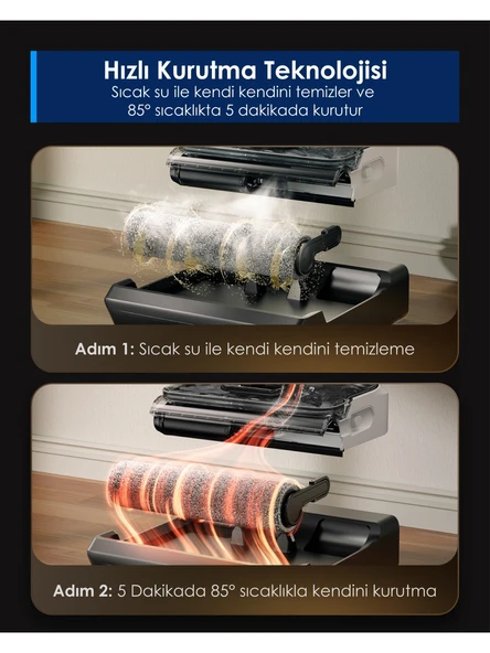 Tineco Floor One Switch S6 Stretch Kablosuz Akıllı Islak Kuru Elektrikli Süpürge, Zemin Temizleyici Paspas, 21KPA Güçlü Emiş, Çoklu Yüzey Için 5i1 Arada Süpürge - Resim 6