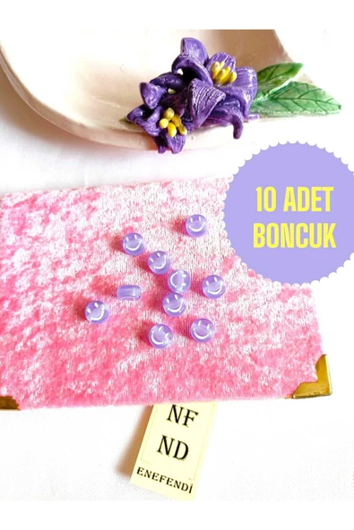 10 ADET MOR GÜLEN YÜZ BONCUK BİLEKLİK HEDİYE İÇİNDEN DELİKLİ BİLEKLİK APARATI SERT PLASTİK ürün görseli 1