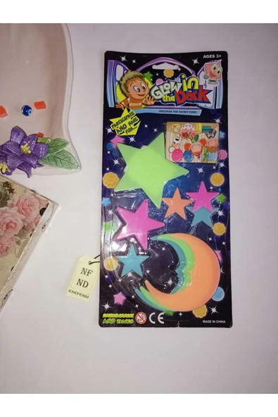 FOSFORULU AY YILDIZ GECE PARLAYAN YILDIZ AY (3 AY, 5 KÜÇÜK 1 BÜYÜK YILDIZ) HEDİYE - Resim 3