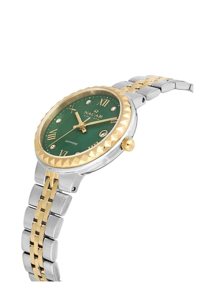 NACAR SAFİR CAM GÜMÜŞ - ALTIN KADIN KOL SAATİ NC34-39B716-CNMS - Resim 2