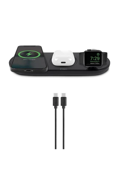 AirCharger Trio 3’ü 1 Arada iPhone + Apple Watch + AirPods Kablosuz Hızlı Şarj Aleti-Siyah ürün görseli