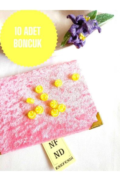 10 ADET SARI GÜLEN YÜZ BONCUK BİLEKLİK HEDİYE İÇİNDEN DELİKLİ BİLEKLİK APARATI SERT PLASTİK ürün görseli 1