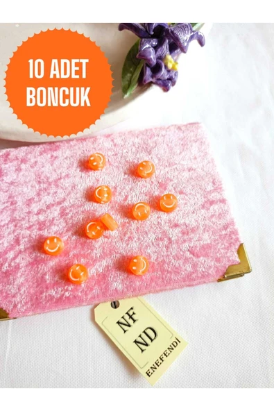 10 ADET TURUNCU GÜLEN YÜZ BONCUK BİLEKLİK HEDİYE İÇİNDEN DELİKLİ BİLEKLİK APARATI SERT PLASTİK ürün görseli 1
