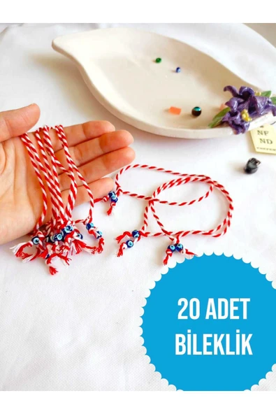 20 ADET NAZAR BONCUKLU MARTENİÇKA BİLEKLİK ŞANS ARKADAŞ SEVGİLİ EŞ ÇOCUK HEDİYE BAHAR BİLEKLİĞİ ürün görseli 1
