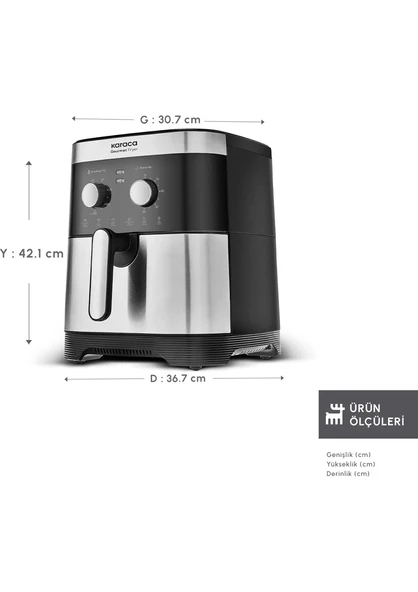 Karaca Gourmet 9 Litre Ekstra Büyük Hacim 8 Kişilik Airfryer - Resim 2