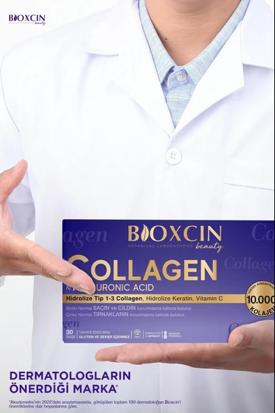 Bioxcin Beauty Collagen Toz 30 Saşe X 10.000 Mg Tip 1 - Tip 3 Hidrolize Kolajen - Keratin - Resim 4
