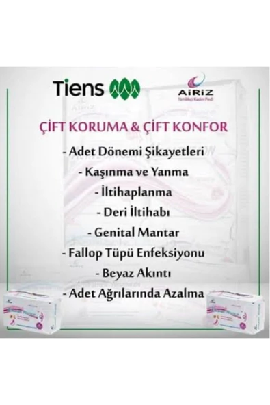 TİENS Airiz Hijyenik Kadın Pedi 3 Paket 8'li Gece - Resim 3