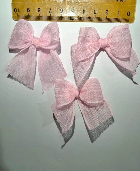 Pratikbox Keten Büyük Boy Fiyonk / 2,5 cm'lik / Hediyelik / Süsleme / Pembe Renk / 50 Adet - Resim 3