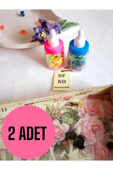 2 ADET PEMBE MAVİ BİBERON LASTİK TOKA RENKLİ ÖRGÜ PERMA LASTİĞİ KIZ ÇOCUK HEDİYE OYUNCAK 80 ADET ürün görseli 1