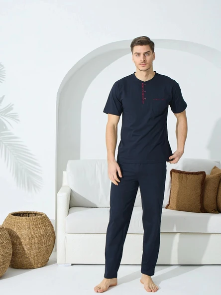 Kly 9600 Erkek Yazlık V-Yaka Pijama Takım - Resim 6