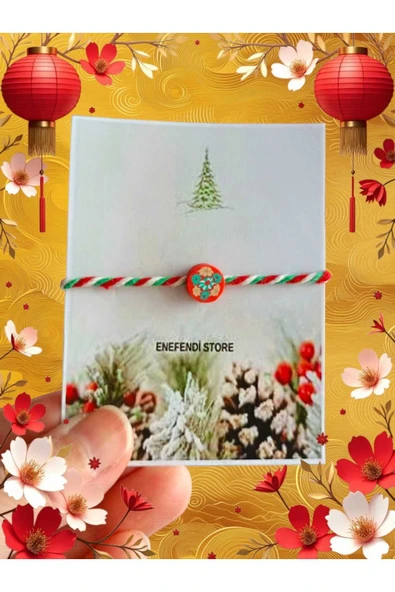 BİLEKLİK MARTENİÇKA KARTLI ÇİÇEKLİ KIRMIZI FİMO BONCUK HEDİYELİK ŞANS BEREKET ARKADAŞ BİLEKLİĞİ ürün görseli 1