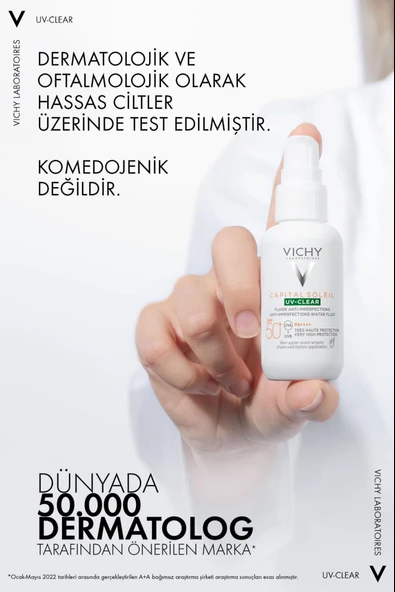 Vichy Capital Soleil Uv Clear Spf50 Yüz Güneş Kremi 40 ml - Karma Ve Yağlı Ciltler - Resim 4