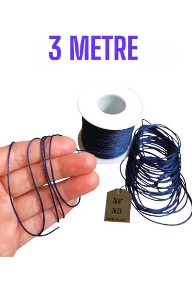 BİLEKLİK KOLYE İPİ, MAKROME , PARAŞÜT İPİ,  RENKLİ 3METRE KIRMIZI 3METRE LACİVERT 1mm - Resim 5