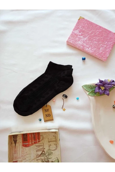 3 ÇİFT PATİK BURUN DİKİŞSİZ ÇORAP YUMUŞAK PAMUKLU KISA KONÇ DESENLİ KADIN ÇORABI 36-40 - Resim 4