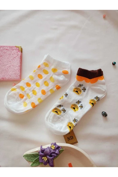 PATİK ÇORAP BURUN DİKİŞSİZ YUMUŞAK PAMUKLU KISA KONÇ DESENLİ KADIN ÇORABI 36-40 TEK ADET - Resim 4