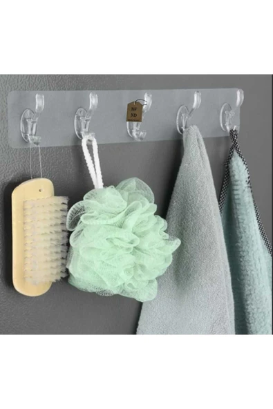 ASKI 5Lİ ŞEFFAF KENDİNDEN YAPIŞKANLI GÜÇLÜ ASKILIK BANYO MUTFAK KAPI ARKASI TEK PAKET ürün görseli