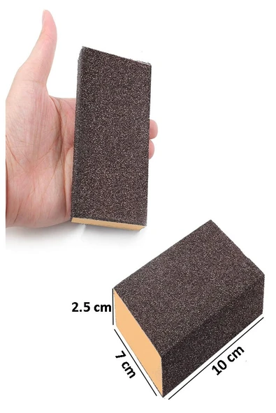 Takoz Sünger Zımpara 100 Kum El Zımparası 1 Adet Tencere Metal Ahşap El Zımparası Mobilya Çelik Tava Hobi Islak Kuru - Resim 5