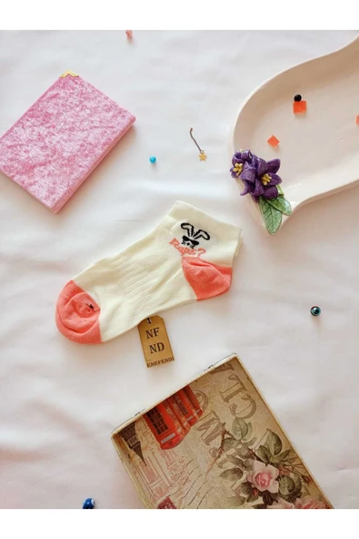 2 ÇİFT KADIN PATİK ÇORAP YUMUŞAK BURUN DİKİŞSİZ PAMUKLU KISA KONÇ DESENLİ ÇORABI 36-40 - Resim 2