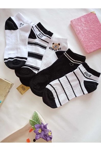 ÇORAP BURUN DİKİŞSİZ PATİK YUMUŞAK PAMUKLU KISA KONÇ DESENLİ KADIN ÇORABI 36-40 TEK ADET - Resim 4