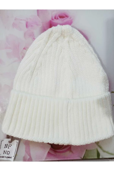 Bere , Unisex , Bej Rengi , Kışlık , Akrilik ,fitilli , Örme, Triko Bere - Resim 3