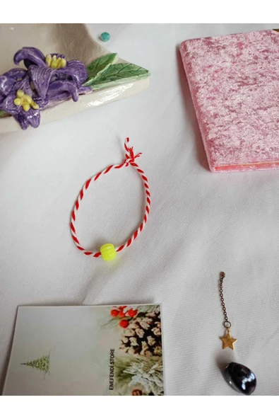 Sarı Boncuklu Marteniçka Bileklik Şans Arkadaş Sevgili Eş Çocuk Hediye Bahar Bilekliği Kartlı - Resim 3