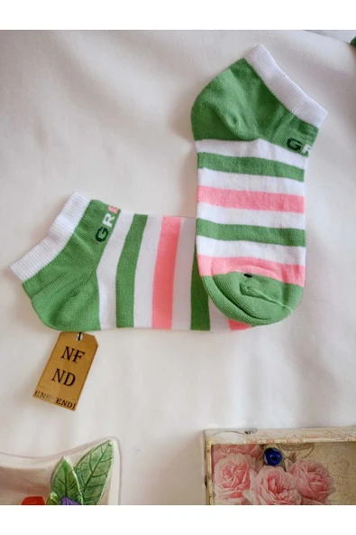 3 ÇİFT KADIN ÇORAP BURUN DİKİŞSİZ PAMUKLU KISA KONÇ DESENLİ PATİK ÇORABI 36-40 PEMBE BEYAZ - Resim 7