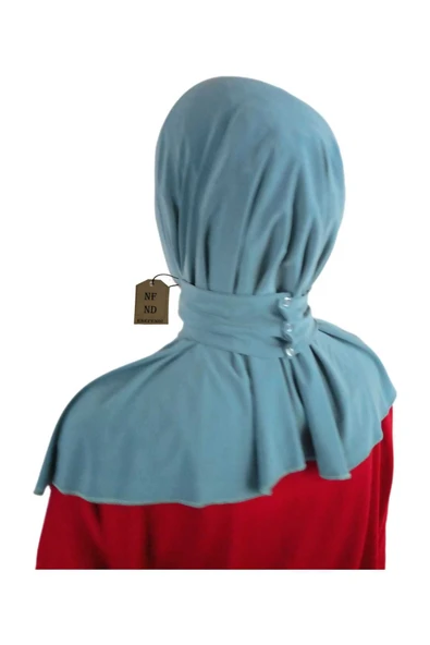 Çıtçıtlı Hijab , Penye Kumaş , Tesettür Bone , Hijab ,çıtçıtlı, Turkuaz Rengi - Resim 3