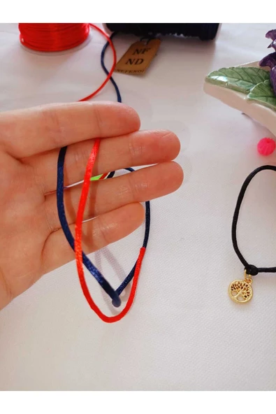 4 METRE(TOPLAM) FLOŞ İP SIÇAN KUYRUĞU KALINLIĞI 2mm KIRMIZI LACİVERT BİLEKLİK TAKI HEDİYELİK İPİ - Resim 6