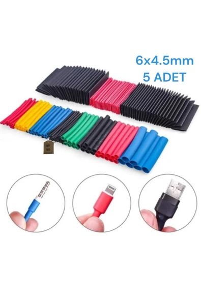 Kablo Koruyucu Makaron Isı Ile Daralan 6x45 Mm 5 Adet Mavi Renk ürün görseli 1