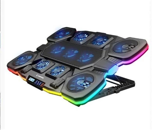 Rampage S50 RGB Işıklı 11 Fanlı LCD Göstergeli 1 Type C 1 Usb Girişli Notebook Soğutucu ürün görseli
