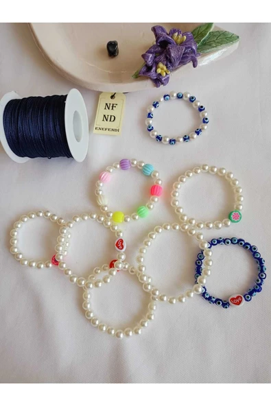 NAZAR BONCUKLU VE LOVE BONCUKLU BİLEKLİK ŞANS BEREKET ARKADAŞ SEVGİLİ EŞ ÇOCUK HEDİYE - Resim 6