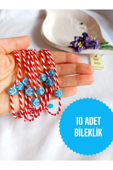 10 ADET MAVİ BONCUKLU MARTENİÇKA BİLEKLİK ŞANS ARKADAŞ SEVGİLİ EŞ ÇOCUK HEDİYE BAHAR BİLEKLİĞİ ürün görseli 1