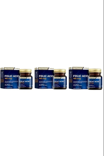 Nutraxin Folik Asit 400 Mcg 100 Tablet 3 Adet ürün görseli 1