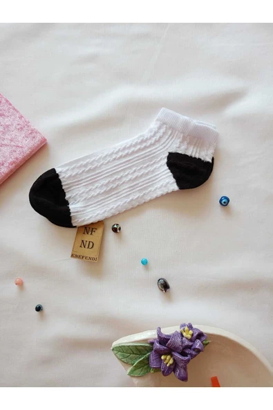 3 ÇİFT ÇORAP PAMUKLU BURUN DİKİŞSİZ PATİK YUMUŞAK KISA KONÇ DESENLİ KADIN ÇORABI 36-40 - Resim 5