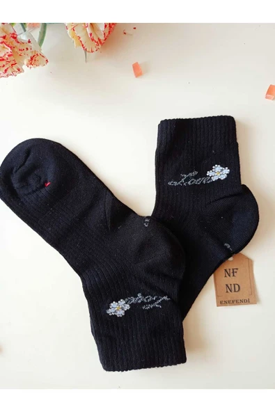 2 ÇİFT PAMUKLU BURUN DİKİŞSİZ KOKULU LİKRALI KISA KONÇ ÇORAP SİYAH KREM KADIN ÇORABI 36-40 - Resim 5