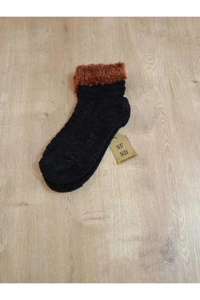 TAY TÜYÜ HAVLU PATİK ÇORAP KABARTMALI KOKULU YILBAŞI YUMUŞAK SÜSLÜ SİYAH KAHVE ÇORAP 36-40 - Resim 3