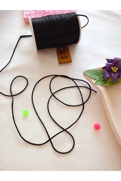 4 Metre Siyah Floş Ip Ve 10 Adet Pembe Boncuk Bileklik Aparatı Sert Plastik Hediye - Resim 6