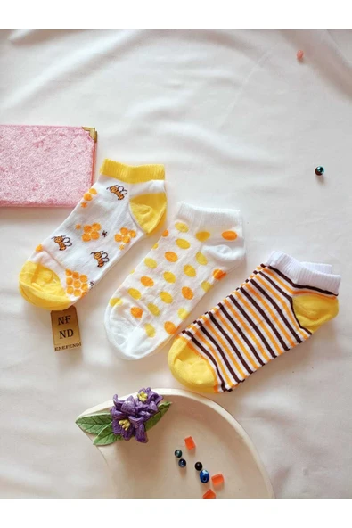 2 ÇİFT PATİK ÇORAP YUMUŞAK PAMUKLU KISA KONÇ DESENLİ BURUN DİKİŞSİZ KADIN ÇORABI 36-40 - Resim 6