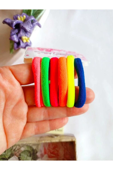 6 ADET HAVLU LASTİK TOKA RENKLİ RAHAT GENÇ KIZ ÇOCUK HEDİYE - Resim 3