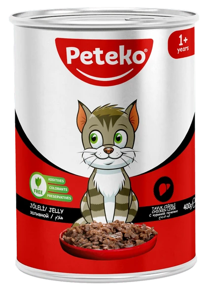 PETEKO 12 ADET JÖLELİ PARÇA ETLİ YETİŞKİN KEDİ YAŞ MAMASI TAVUK CİĞERLİ ürün görseli 1