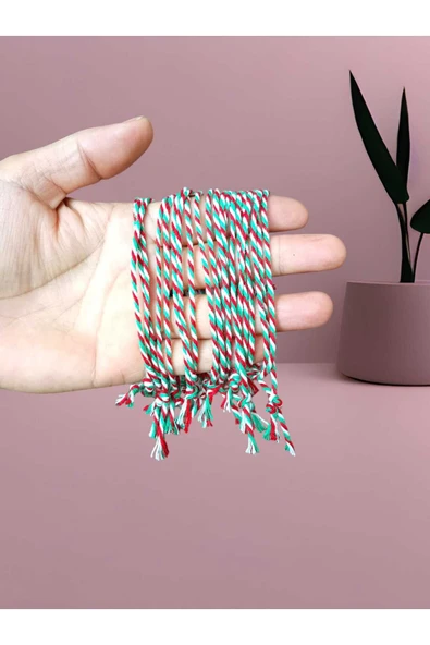 Marteniçka Bilekliği Şans Uğur Arkadaşlık Sevgili, Yeşil Kırmızı Beyaz Marteniçka Ipi 20 Adet Ip - Resim 2