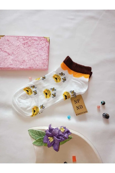 PATİK ÇORAP BURUN DİKİŞSİZ YUMUŞAK PAMUKLU KISA KONÇ DESENLİ KADIN ÇORABI 36-40 TEK ADET ürün görseli 1