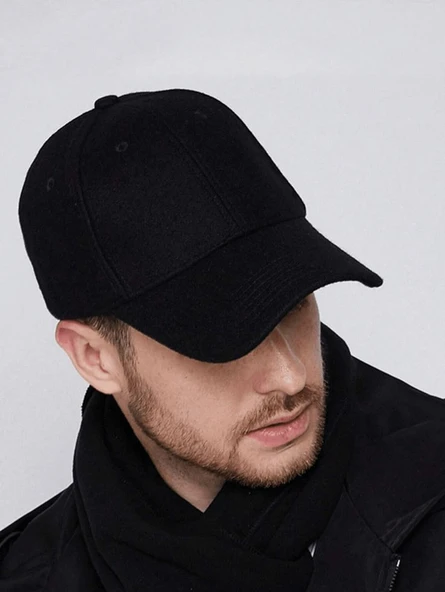 Kışlık Kalın Kaşe Erkek Şapka Siyah Kaşe Kep ürün görseli 1