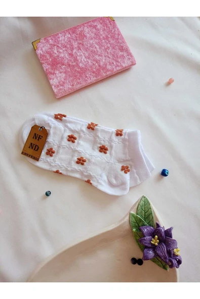 3 ÇİFT DİKİŞSİZ PATİK ÇORAP PAMUKLU KISA KONÇ DESENLİ KADIN ÇORABI 36-40 MOR KIRMIZI BEYAZ - Resim 4