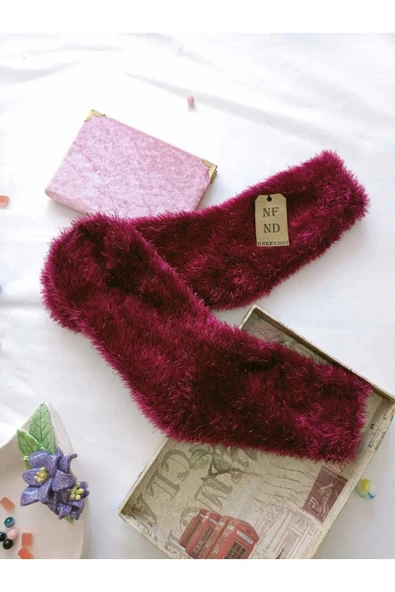 2 ÇİFT TÜYLÜ KIŞLIK TERMAL PATİK DİKİŞSİZ ÇORAP ERKEK KADIN EV-PARTİ ÇORABI FÜME FUŞYA 36-41. - Resim 3