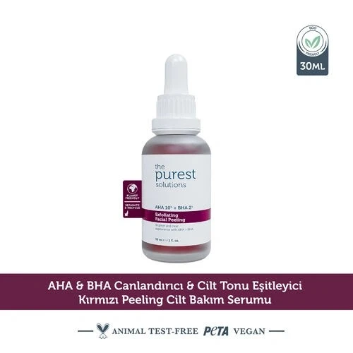 The Purest Solutions Aha & Bha Canlandırıcı Ve Cilt Tonu Eşitleyici Kırmızı Peeling Cilt Serumu 30 Ml - Resim 2