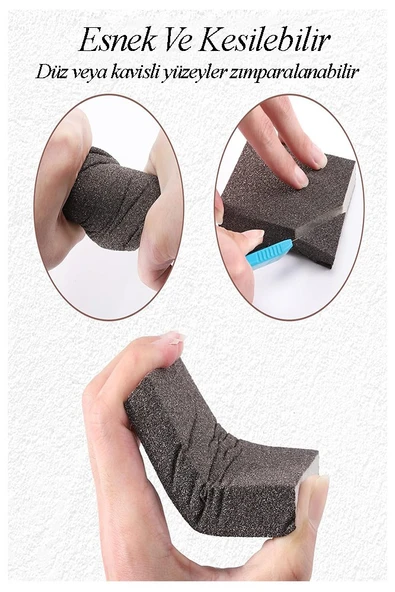 Takoz Sünger Zımpara 100 Kum El Zımparası 1 Adet Tencere Metal Ahşap El Zımparası Mobilya Çelik Tava Hobi Islak Kuru - Resim 4