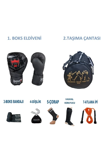 Gifttoom, Kıck Boks Sporcu Çantalı antrenman Seti Boxing Gloves, Dragon Yakuza Boks Eldiveni seti ürün görseli 1